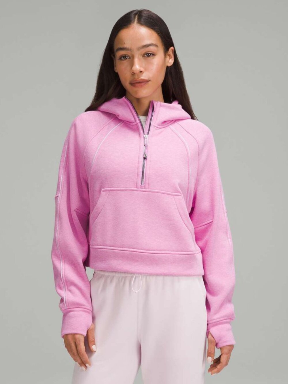 Lululemon Scuba Oversized Half Zip Hoodie Plush M/L Pink Sweatshirt Pullover